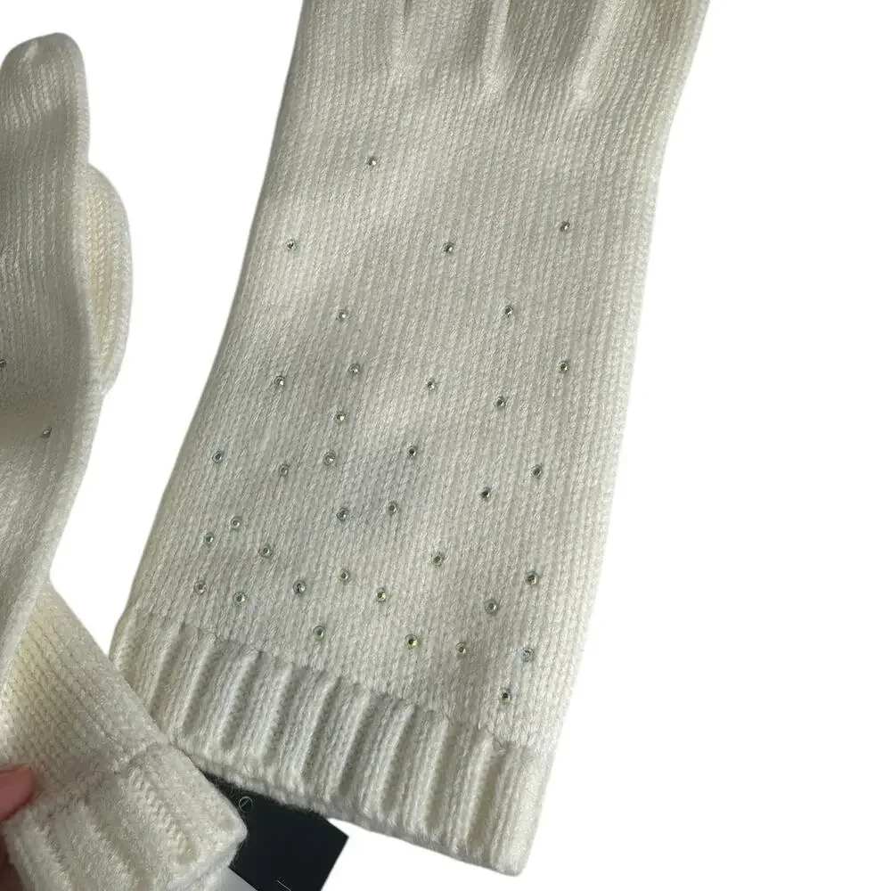 Kate Spade Disco Ball Embellished Gloves Cream one size